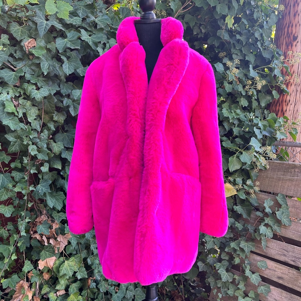 Apparis Hot Pink Faux Fur Coat